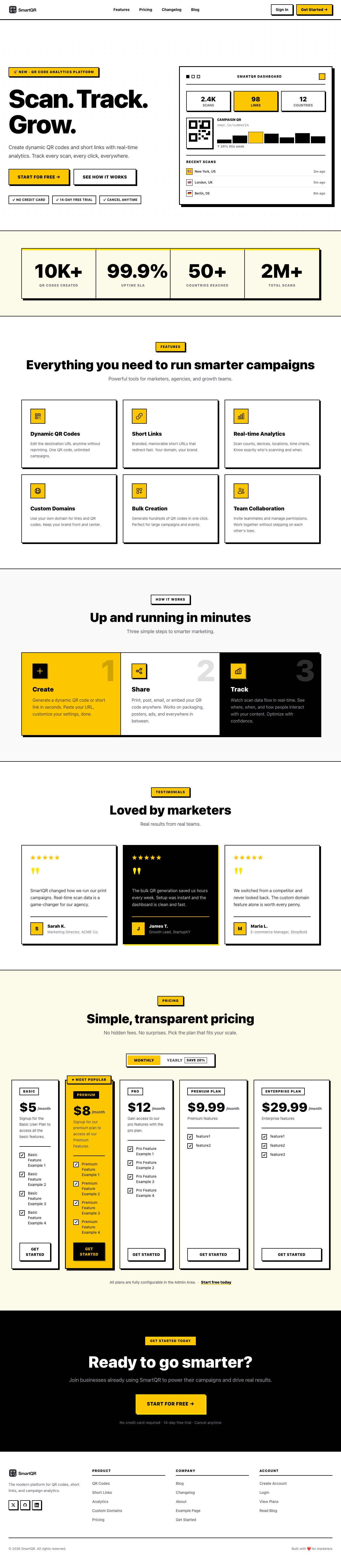 SmartQR landing page builder